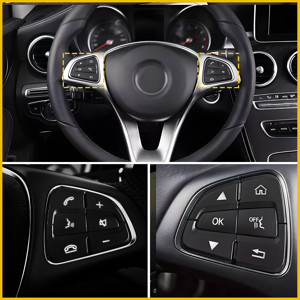 Steering Multi-Function Wheel Button Cover Fit Mercedes-Benz C300 2015-2017