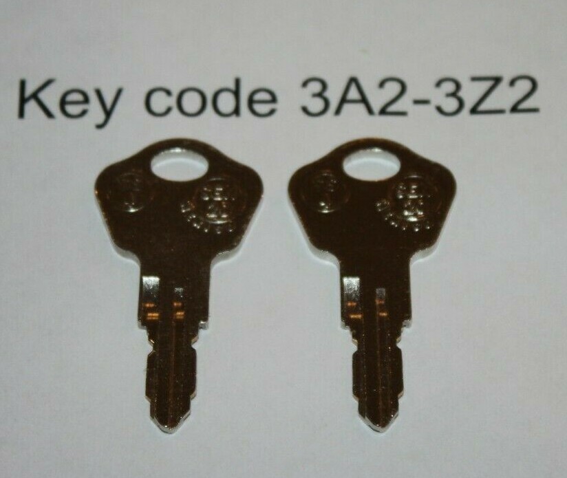 set of 2 replacement keys cut to your Sentry Safe key code 3A2-3Z2 All Models