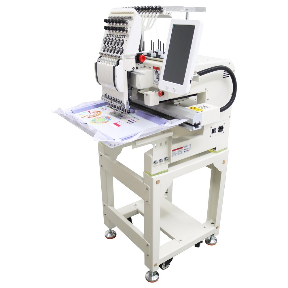 12 Needle Single Head Auto Embroidery Machine Computerized Sewing 110-220V