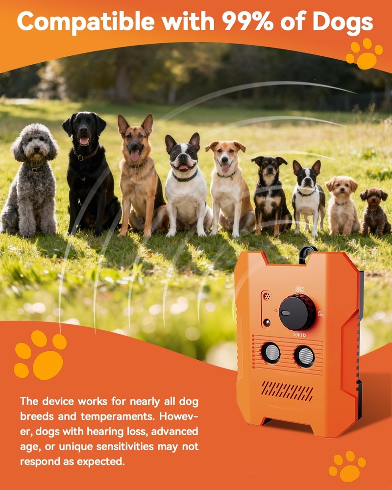 Ultrasonic Dog Bark Control Device – 3 Adjustable Modes, 50FT Precision Range...
