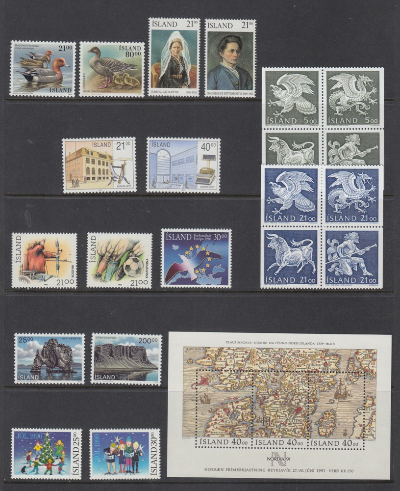 Iceland Complete Year 1990 Mint Never Hinged