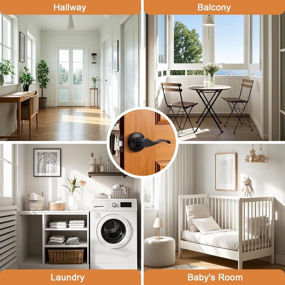 Door Handle, Wave-Style Passage Door Handle, Keyless Door Handle Lock Set