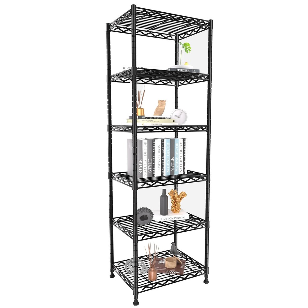 GIOTORENT 6-Tier Adjustable Height Metal Storage Shelves Unit - Space Saving