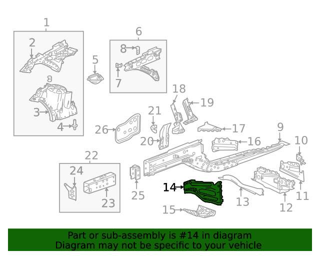 Genuine GM Driver Side Front Compartment Outer Side Rail Extension 84660959