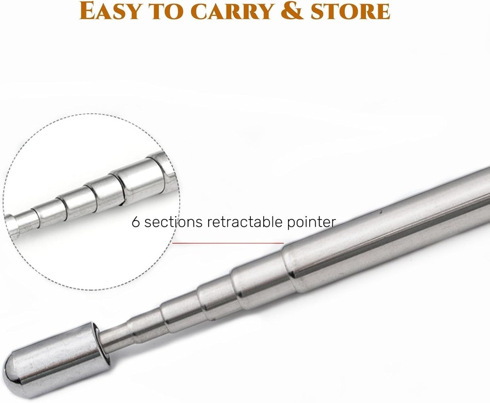 2PCS Stainless Steel Pen with Clip - Hand Pointer Extendable 2-PACK