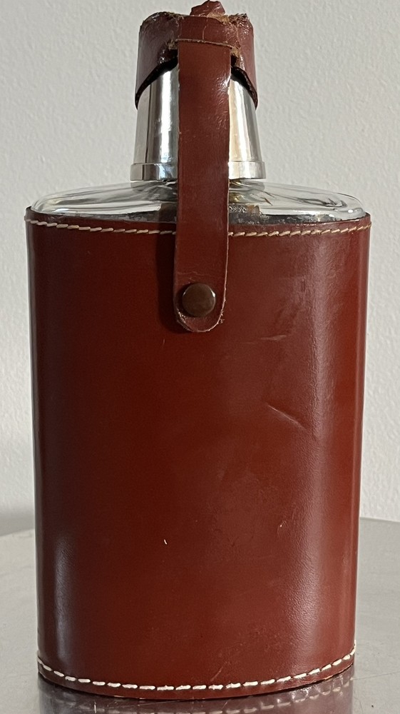 Rumpp Leather & Glass Hip Flask Vintage