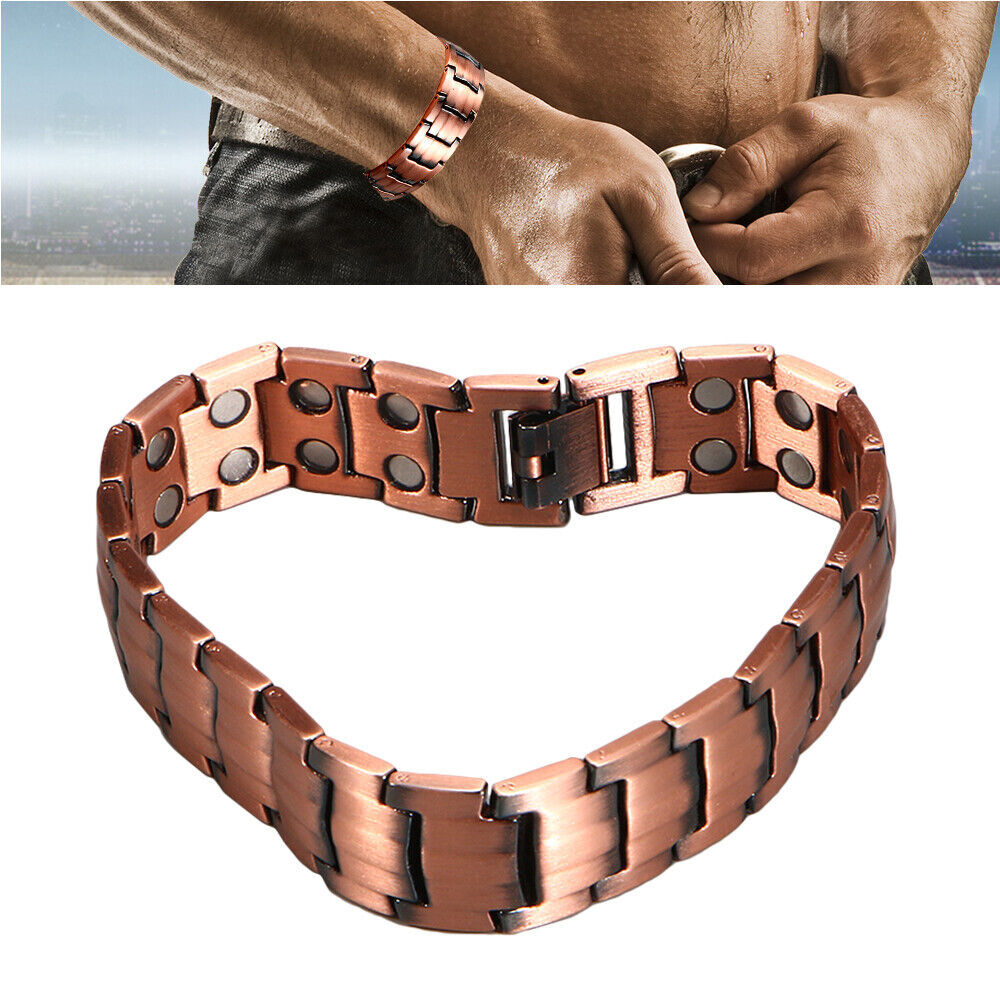 Men's Bracelet Magnetic Therapy Arthritis Pain Relief Pure Solid Copper Bangle