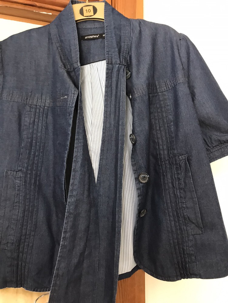 ATMOSPHERE LADIES DENIM GRANDAD COLLAR FULLY LINED JACKET SIZE 14
