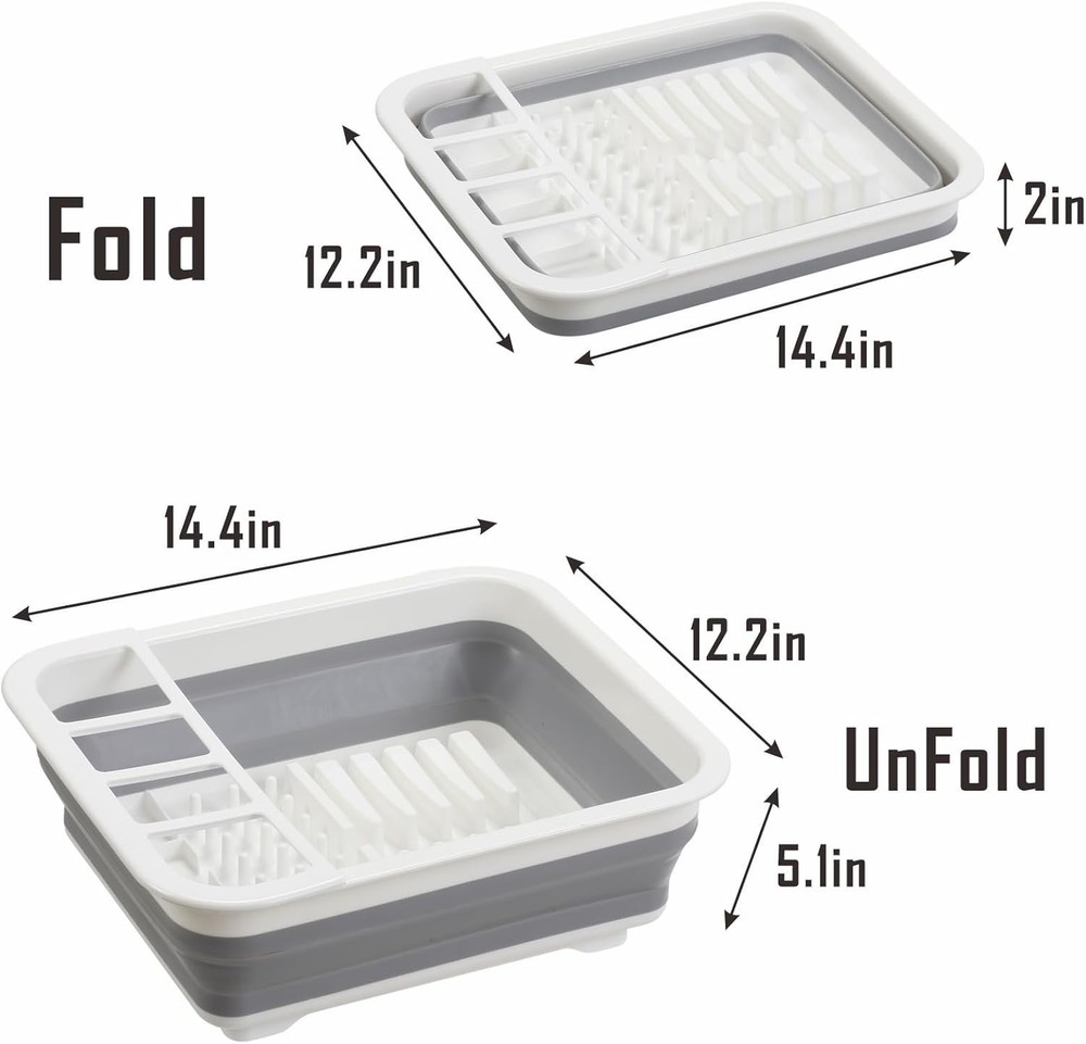 Collapsible Dish Drying Rack Foldable Drainer for Kitchen RV Camping Space Saver