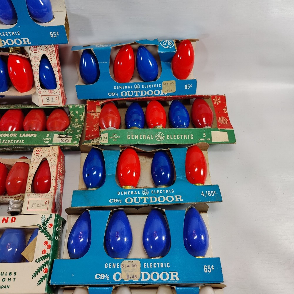 Vtg Lot 100 C-9 1/2 Replacement Light Bulbs Multi Color Untested