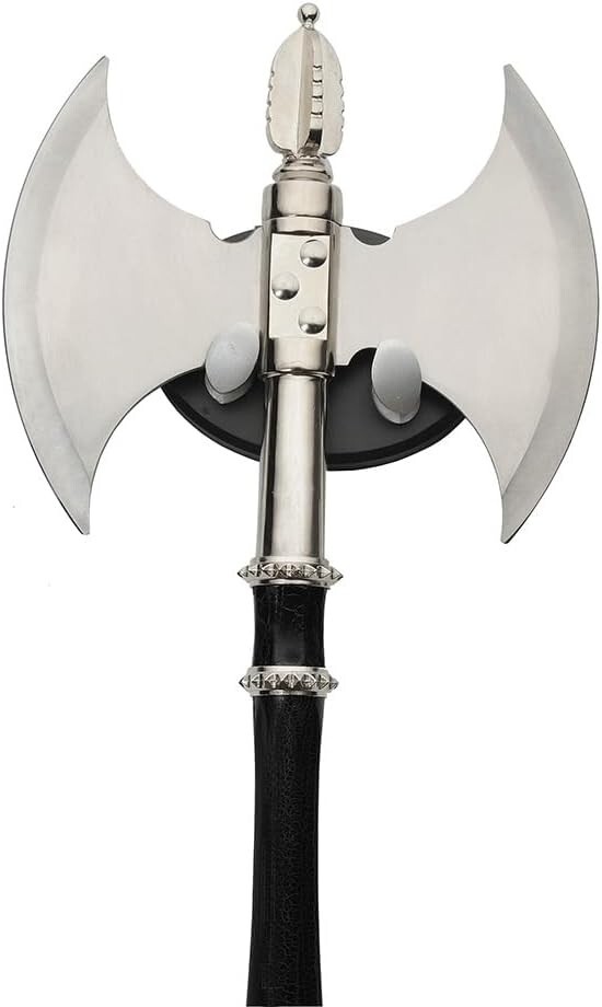 Double Bit Squire Axe With Display Plaque, Wire Wrapped Handle, 21”