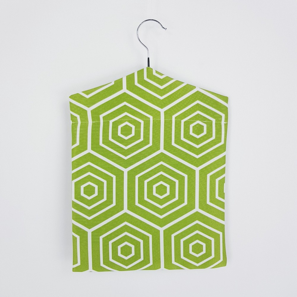 Peg Bag Handmade Green White Geometric Print Lined Laundry Clothes Peg Holder