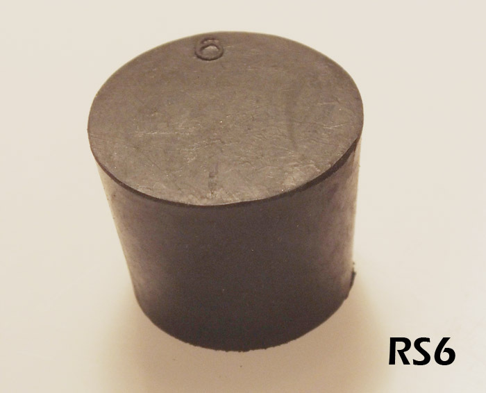 #6 Black Natural Rubber Laboratory Stoppers Size 6 SOLID STOPPER 4/pack RS-6