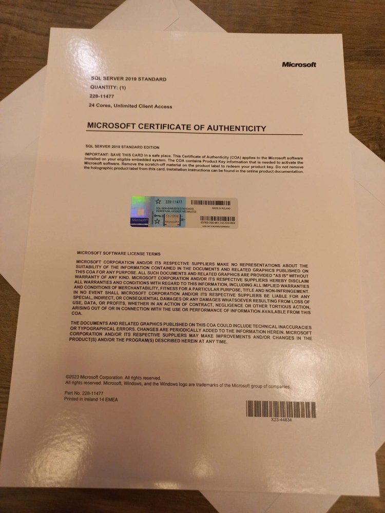 Microsoft SQL Server 2019 Standard 24 Core License unlimited User CALs 228-11477