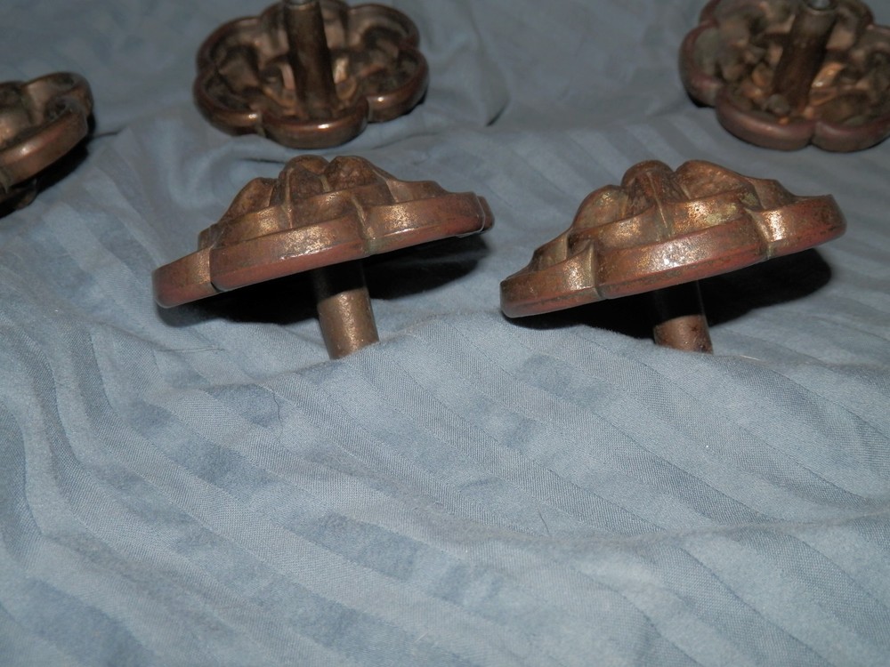 vintage flower shape Drawer Pull handles knobs Plates brass?