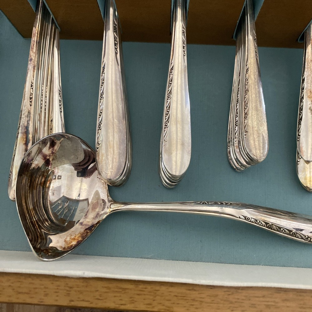 Reed And Barton Stainless Steel Flatware 56 Piece Set Case Tarnished