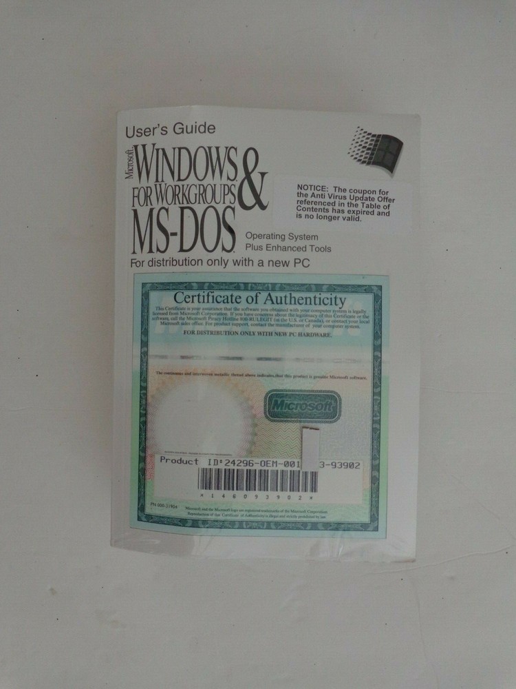 Microsoft MS-DOS 6.22 & Windows for Workgroups (V.3.11) Full Version