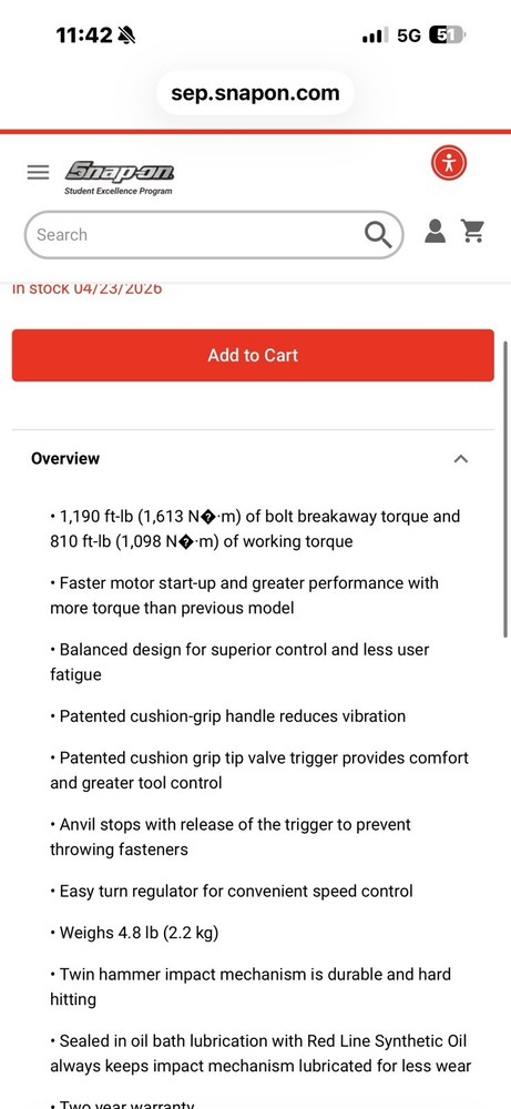 Snap-On Tools MG725 1/2 Drive