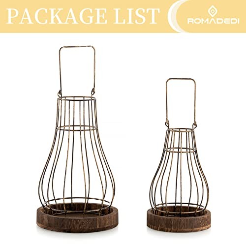 Lantern Farmhouse Home Decor - Rustic Candle Holders 2 Distressed Brown