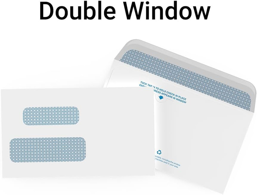 250 NRP Personal Double Window Security Wallet Check Envelopes - Compatible wit