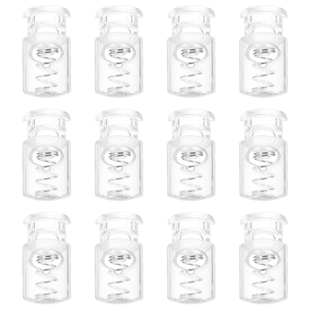 30pcs Plastic Cord Lock, Single Hole Spring Toggle Stopper Cord Fastener, Clear