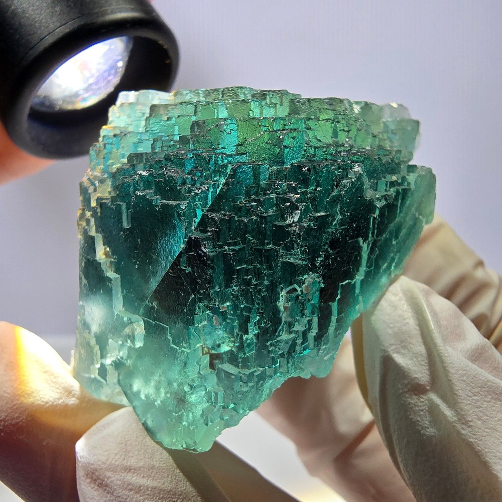 Clear Phantom Fluorite Cube Specimen, parquetted green Okorusu, Namibia