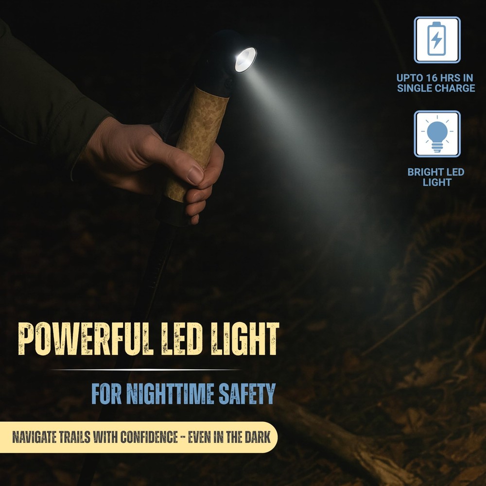 Tactical Trekking Pole Aluminum LED Survival Tools