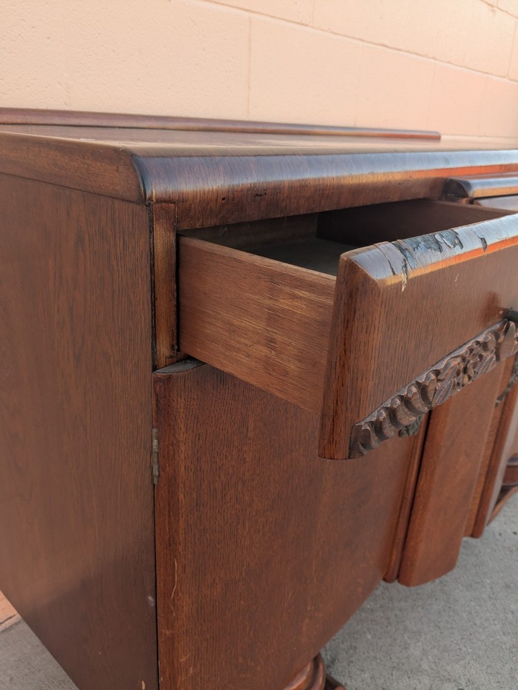 Vintage Modern Regency Wood Console Media Entryway Sofa Sideboard Table