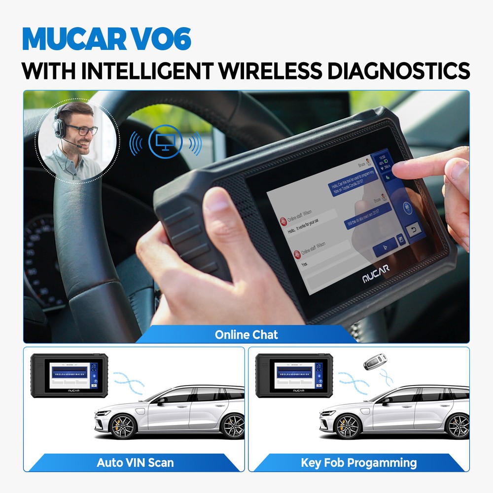 MUCAR OBD2 Scanner Diagnostic Tool All System IMMO Key Cod-ing Reader ABS TPM