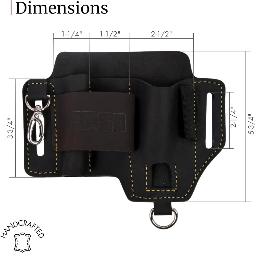 Leather Multitool Sheath Belt EDC Pouch Organizer Tactical Pocket Flashlight Pen