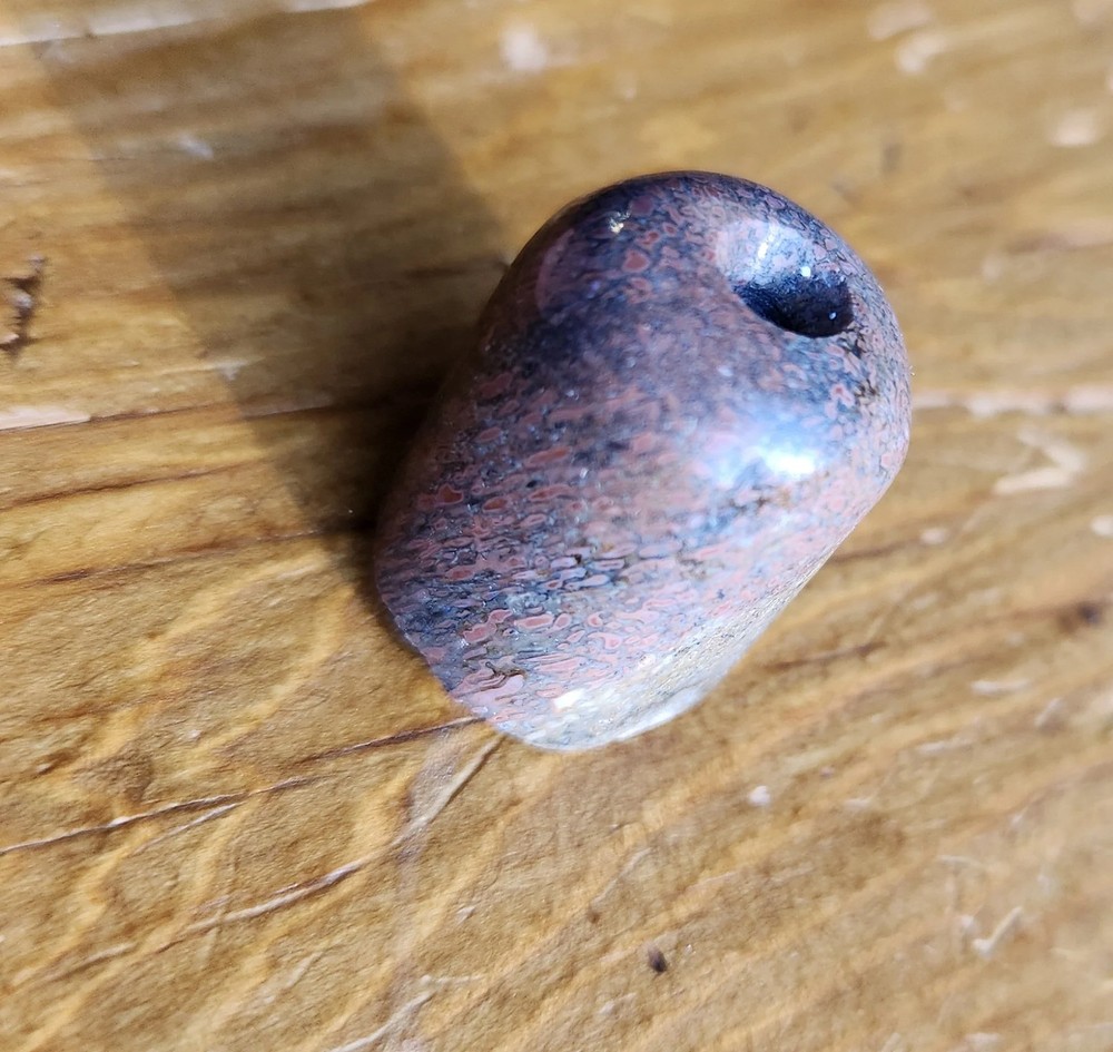 Large live edge dinobone gembone bead