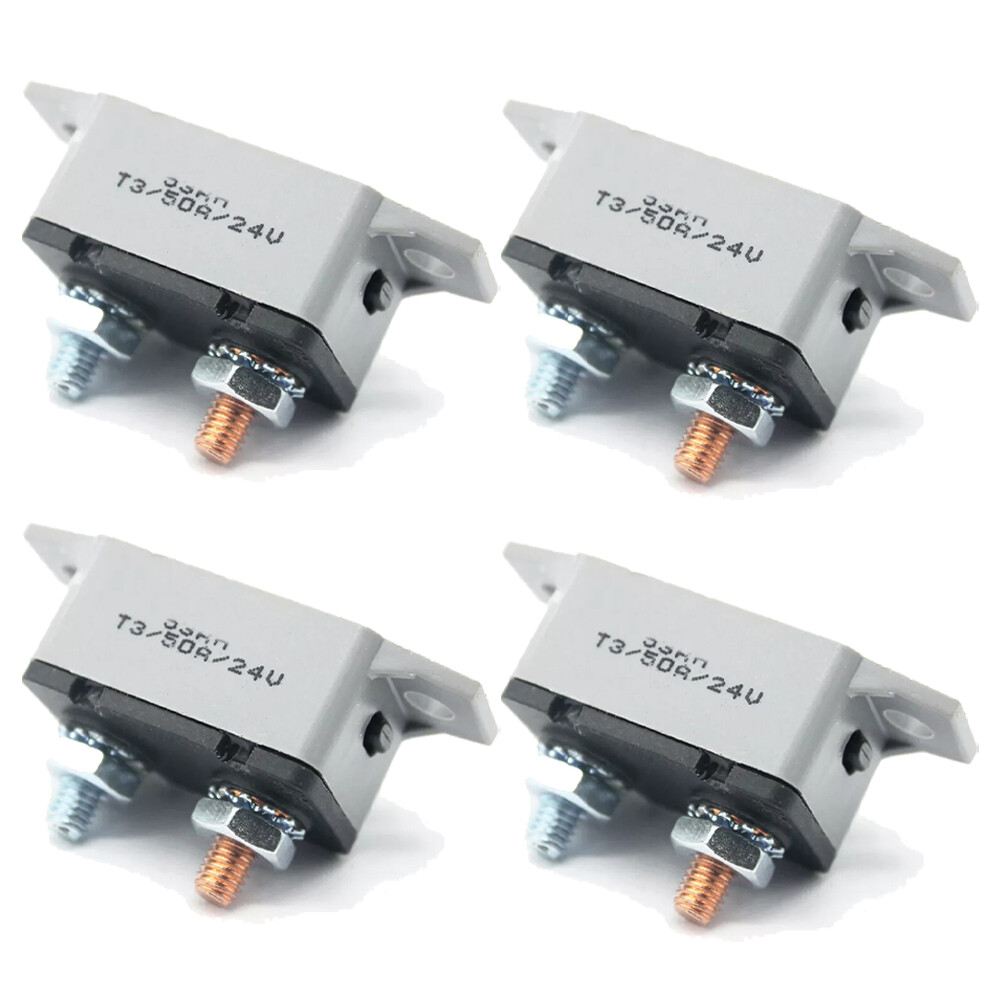 4PC 50A AMP 12V Circuit Breaker Stud Type Shortstop Fuse Automatic Auto Reset
