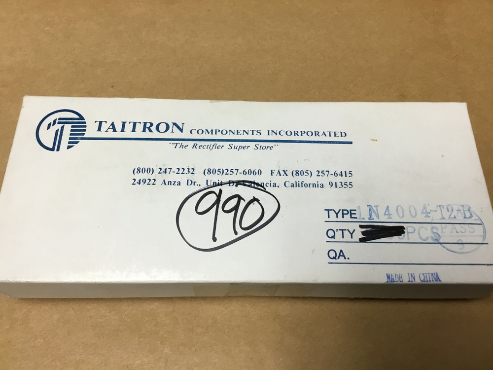 (200 PC) TAITRON 1N4004 Rectifier Diode, 400 Volt, DO-41