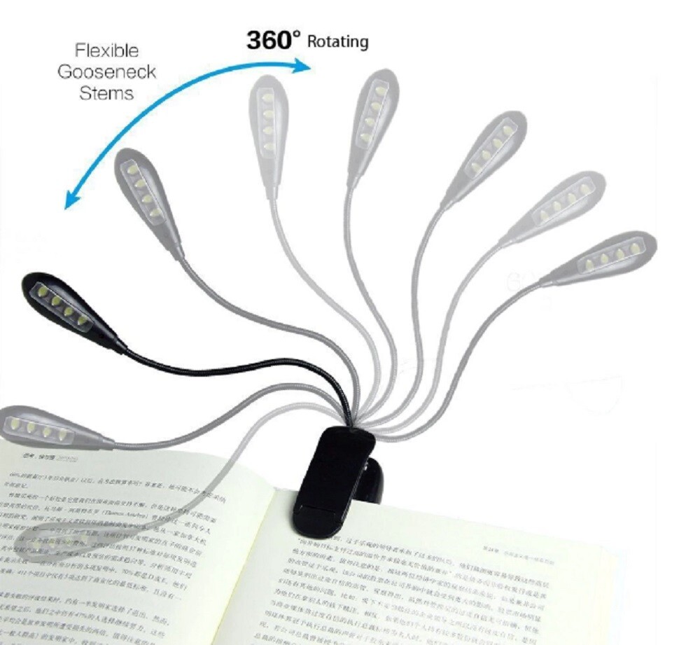 Flexible Clip-On LED Light Lamp - For Book Reading, Tablet, Laptop, PC, eReader