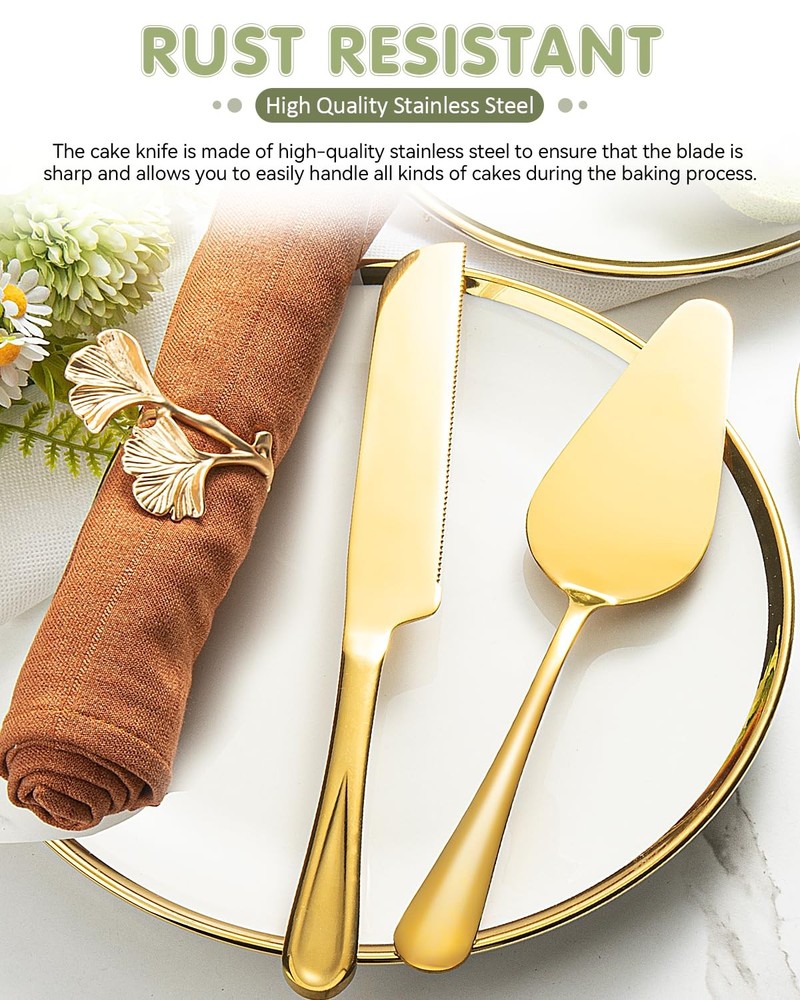 2-Piece Premium Cake Cutting Set, Exquisite and Server with Serrated Design, ...