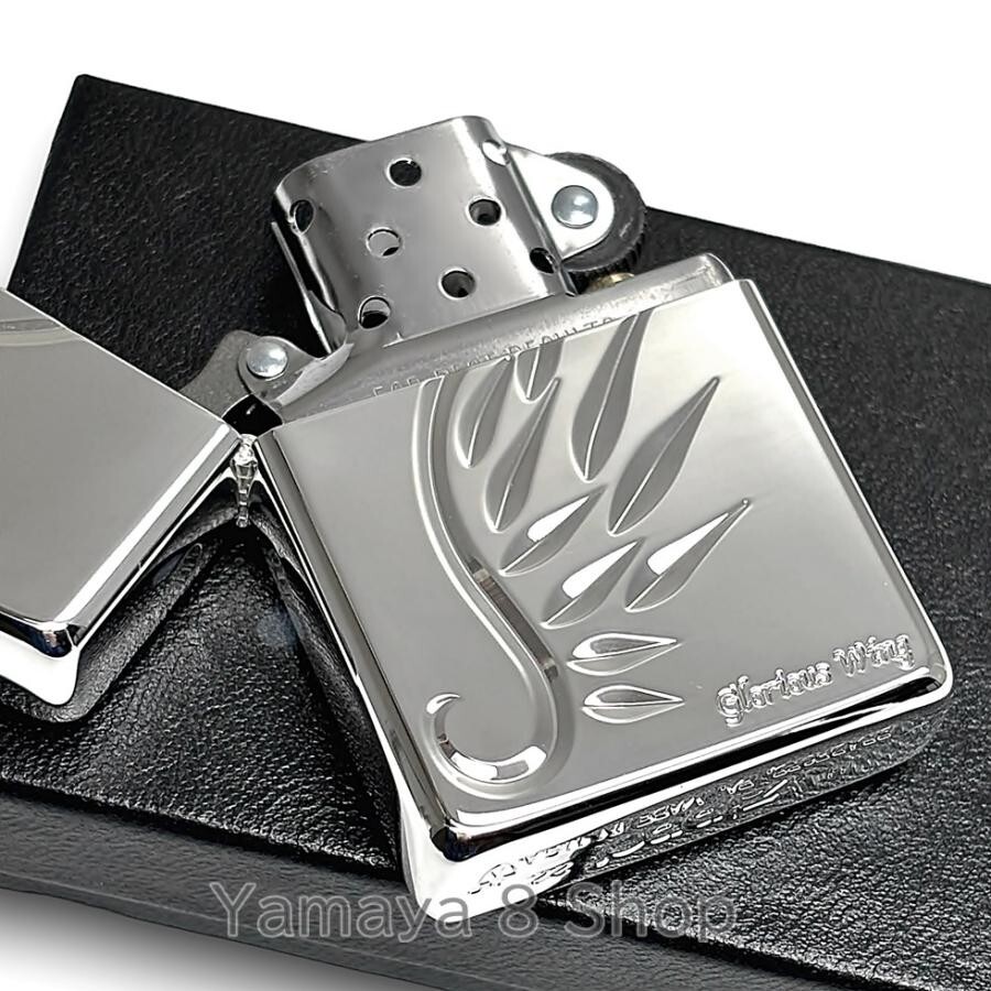 Zippo Armor Case V-Wing Silver Plating Deep Etching Regular Case Japan