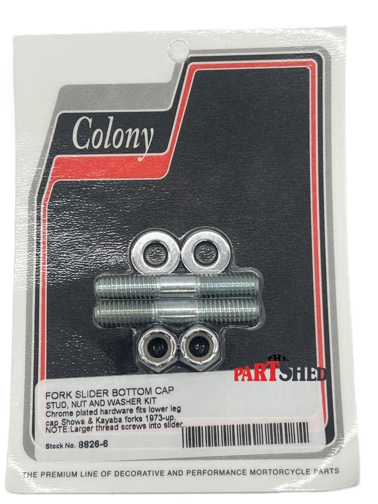 Fork Slider Bottom Cap Stud and Nut Chrome for Harley Davidson by V-Twin