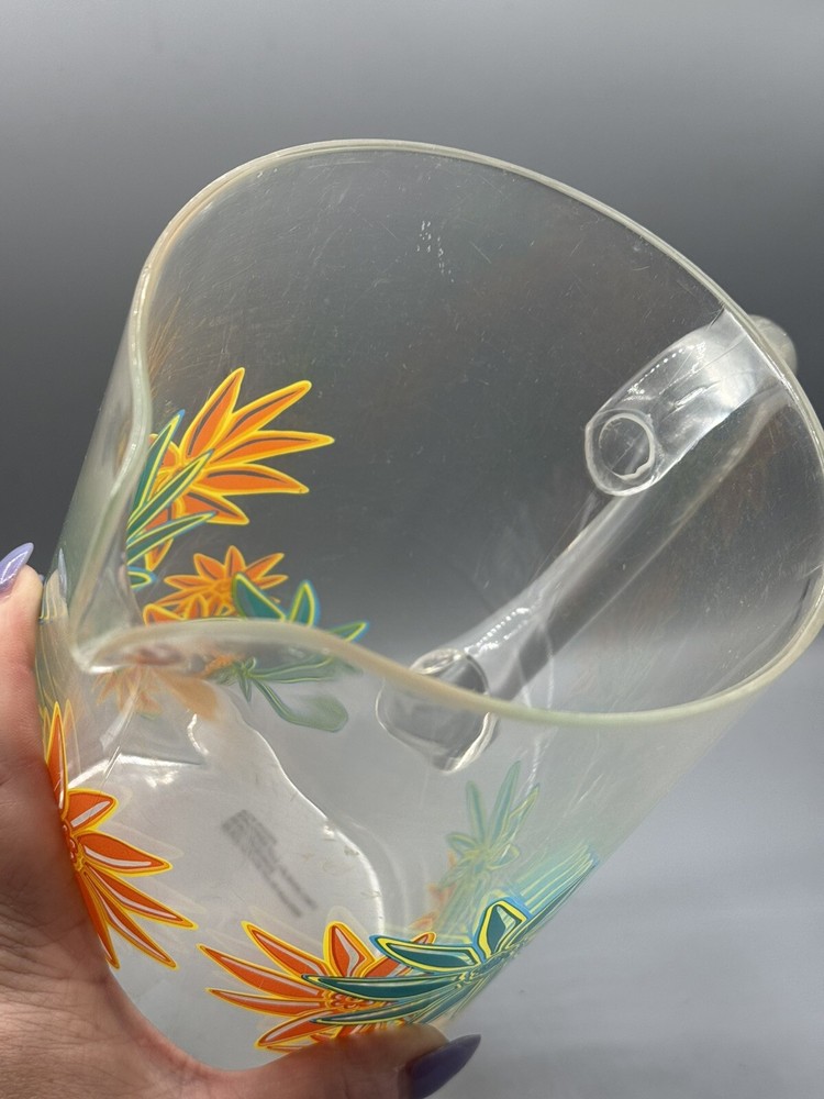 Vintage MCM Plastic Floral Pitcher