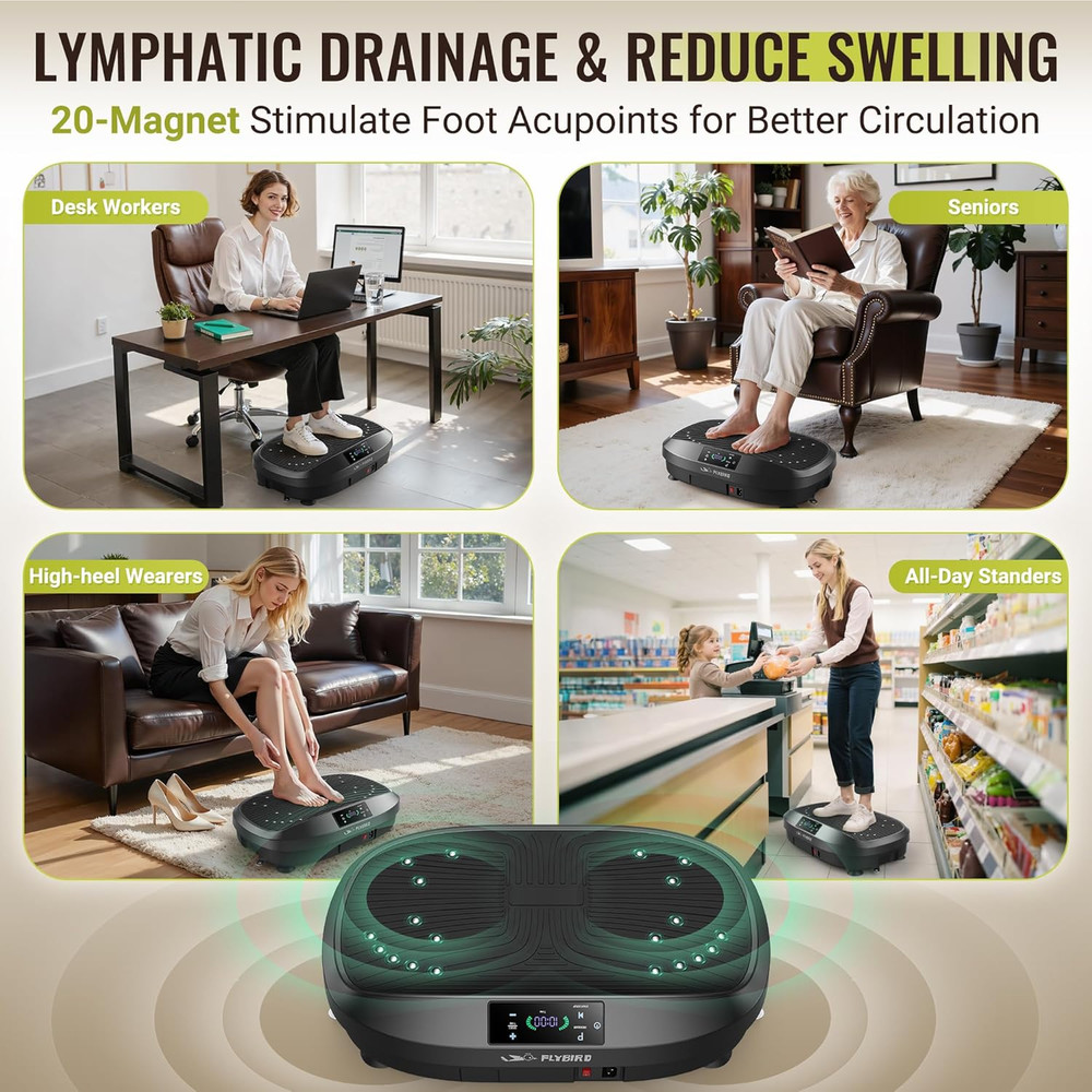 FLYBIRD Vibration Plate Exercise Machine, Adjustable Speed High Intensity Vibrat