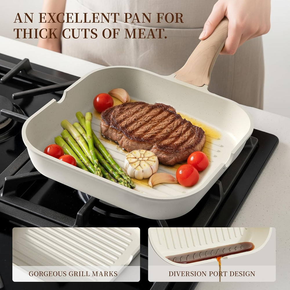 16-Piece Nonstick Ceramic Cookware Set - Healthy Induction Kitchen Set