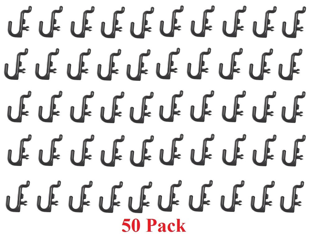 Plastic Black J Hook Pegboard Kit Tool 50 pack wall peg PEGBOARD NOT INCLUDED
