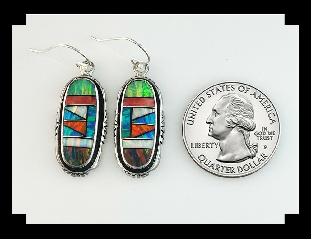 Sterling and Inlay Opalite Earrings
