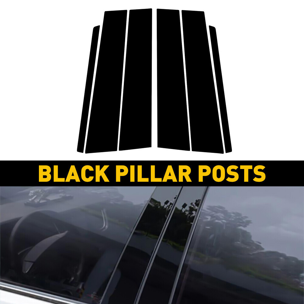 6PC Door Window B Pillar Post Panel Trim Cover Black For 2011-2019 Ford Explorer