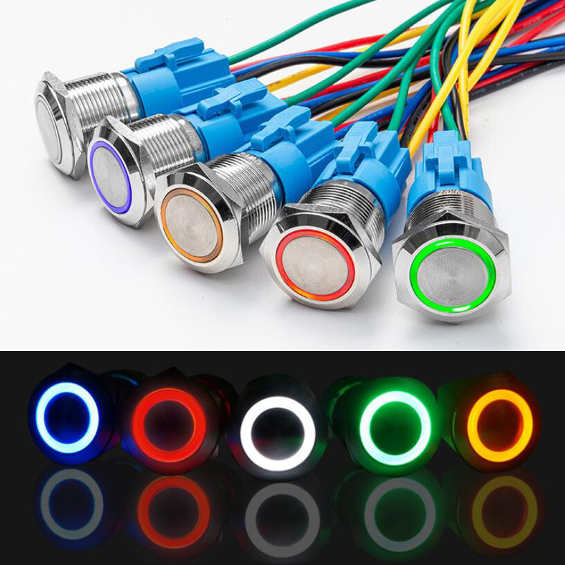 22mm 12V LED ON OFF Push Button Power Switch Latching with Wire Socket Harness