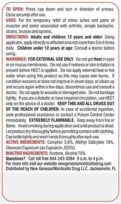 Heet Pain Relieving Formula with Hands Off Applicator 2.8 FL OZ