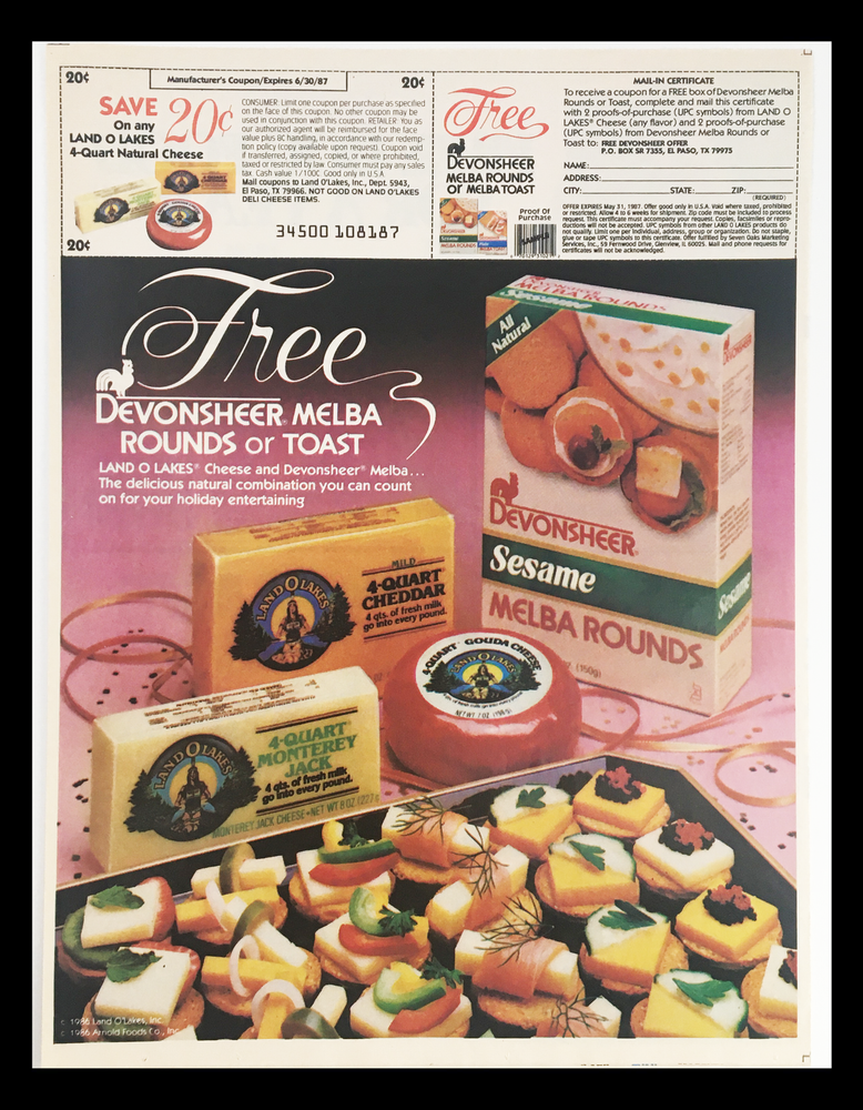 1987 Devonsheer Sesame Melba Rounds Circular Coupon Advertisement