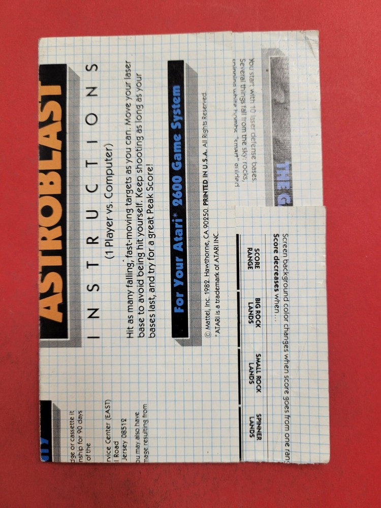 Atari Manual Astroblast