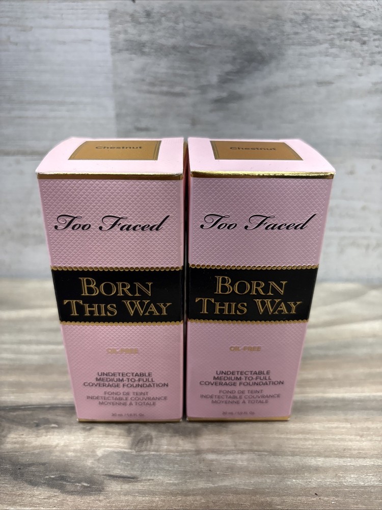 2x TOO FACED BORN THIS WAY UNDETECTABLE COVERAGE FOUNDATION CHESTNUT  1.0 OZ