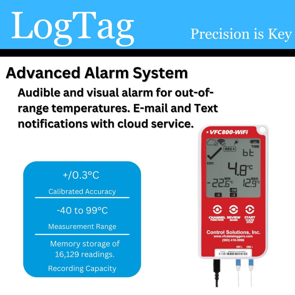 Control Solutions VFC800 Temperature Data Logger (Vfc800-Wifi 10Ft Kit)
