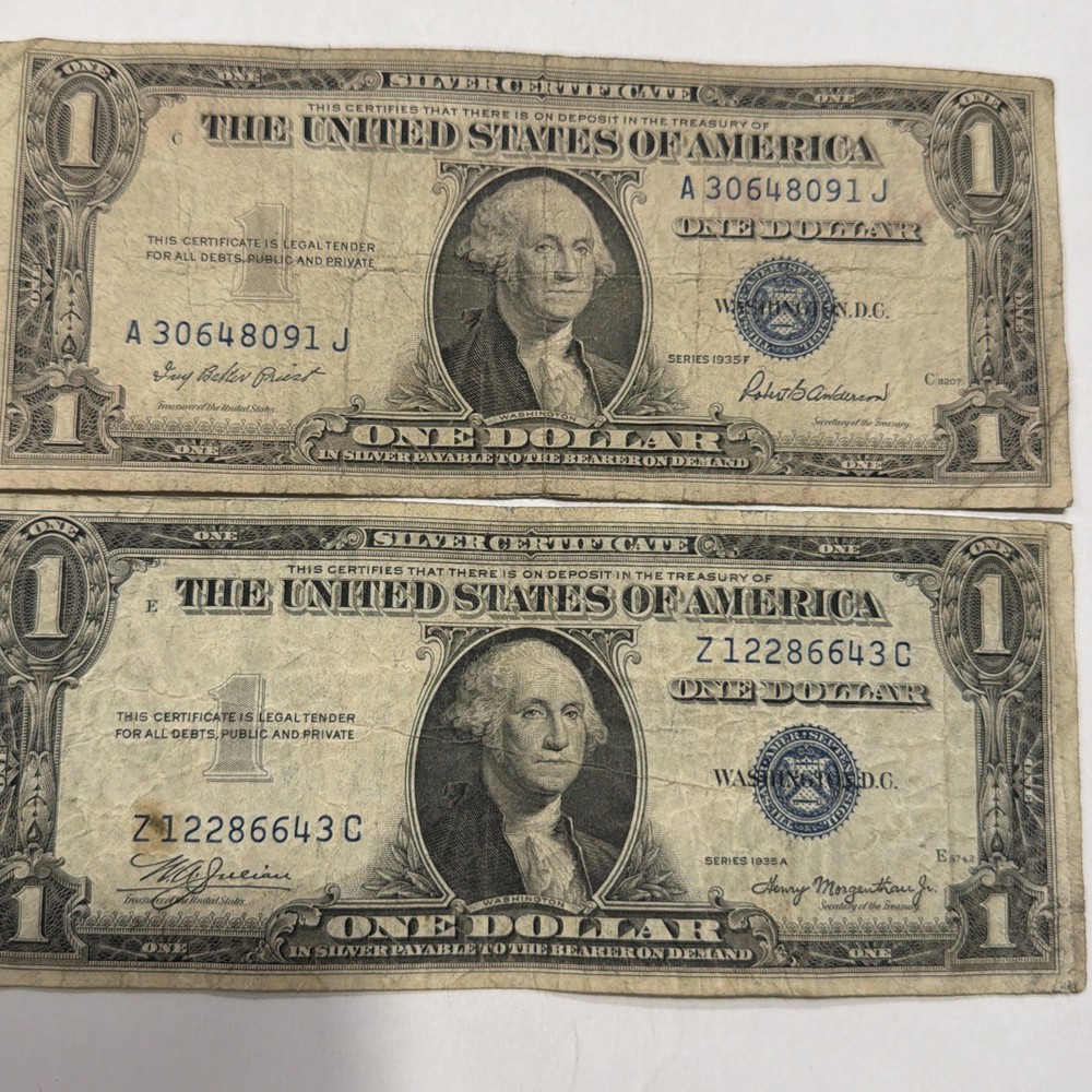 2-1935 $1  Silver Certificates Fair Shape D314